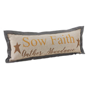 Harvest Blessings Farmhouse Lumbar Pillow 5x15 Inspirational Faith & Abundance Rustic Fall Decorative Accent (2 Piece Bundle)