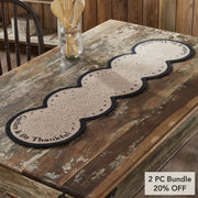 Harvest Blessings Fall Table Runner, Stenciled Gather & Be Thankful Farmhouse Thanksgiving Home Decor, 12x48 Inch (2 Piece Bundle)