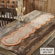 Harvest Blessings Natural Stenciled Pumpkin Table Runner 12x60in Fall Autumn Farmhouse Kitchen & Dining Decor (2 Piece Bundle)