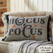 Hocus Pocus Fringed Decorative Accent Lumbar Throw Pillow, Textured Home Decor for Living Room Bedroom, 14x20 Inch Rectangular (2 Piece Bundle)
