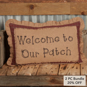 Landon Welcome to Our Patch Farmhouse Decorative Throw Pillow 14x22 Inch Autumn Fall Harvest Seasonal Accent Cushion (2 Piece Bundle)