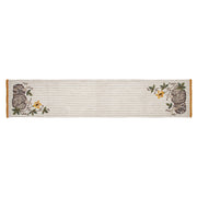 Autumn Pumpkin Patch Striped Farmhouse Table Runner 12x60 Inch Rustic Fall Decor (2 Piece Bundle)