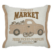 Autumn Fall Farmhouse Pumpkin Truck Decorative Throw Pillow 18x18 Home Accent (2 Piece Bundle)