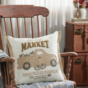 Autumn Fall Farmhouse Pumpkin Truck Decorative Throw Pillow 18x18 Home Accent (2 Piece Bundle)
