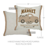 Autumn Fall Farmhouse Pumpkin Truck Decorative Throw Pillow 18x18 Home Accent (2 Piece Bundle)