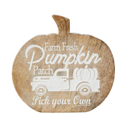 Farm Fresh Pumpkin Patch Wood Decor Rustic Farmhouse Fall Tabletop Sign 6.25 Inch (2 Piece Bundle)