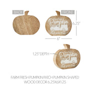 Farm Fresh Pumpkin Patch Wood Decor Rustic Farmhouse Fall Tabletop Sign 6.25 Inch (2 Piece Bundle)