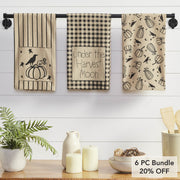Raven Harvest Cotton Kitchen Dish Towel Set of 3 Absorbent Fall Decor Hand Towels 19x28 (6 Piece Bundle)
