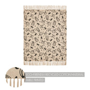 Raven Harvest Farmhouse Black Tan Plaid Woven Cotton Throw Blanket 50x60 (2 Piece Bundle)