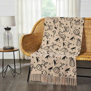 Raven Harvest Farmhouse Black Tan Plaid Woven Cotton Throw Blanket 50x60 (2 Piece Bundle)