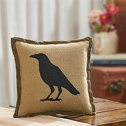 Raven Harvest 9x9 Inch Primitive Farmhouse Raven Decorative Accent Pillow (2 Piece Bundle)