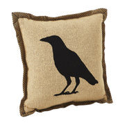 Raven Harvest 9x9 Inch Primitive Farmhouse Raven Decorative Accent Pillow (2 Piece Bundle)