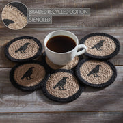 Raven Harvest Autumn Stenciled Drink Coasters Durable Tabletop Protectors, Set of 6 for Fall Decor (12 Piece Bundle)