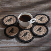 Raven Harvest Autumn Stenciled Drink Coasters Durable Tabletop Protectors, Set of 6 for Fall Decor (12 Piece Bundle)