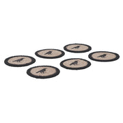Raven Harvest Autumn Stenciled Drink Coasters Durable Tabletop Protectors, Set of 6 for Fall Decor (12 Piece Bundle)