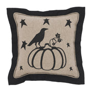 Raven Harvest Primitive Pumpkin Decorative Pillow 6x6 Inch Farmhouse Fall Accent Cushion (2 Piece Bundle)