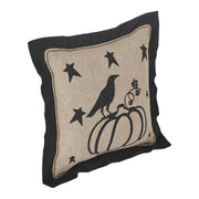 Raven Harvest Primitive Pumpkin Decorative Pillow 6x6 Inch Farmhouse Fall Accent Cushion (2 Piece Bundle)