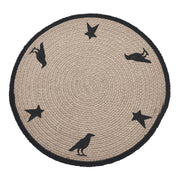 Raven Harvest 14Inch Round Stencil Fabric Placemat Farmhouse Primitive Fall Table Decor (2 Piece Bundle)