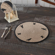 Raven Harvest 14Inch Round Stencil Fabric Placemat Farmhouse Primitive Fall Table Decor (2 Piece Bundle)