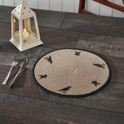 Raven Harvest 14Inch Round Stencil Fabric Placemat Farmhouse Primitive Fall Table Decor (2 Piece Bundle)