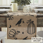 Raven Harvest Rustic Farmhouse Burlap Jute Table Runner, Natural Woven Home Decor, 12x36 Inch (2 Piece Bundle)