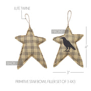 Raven Harvest Primitive Star Bowl Filler Set of 3 (4x3in) Rustic Farmhouse Country Home Decor Accents (6 Piece Bundle)