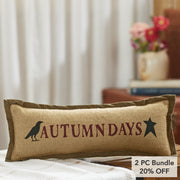 Raven Harvest Autumn Days Fall Seasonal Lumbar Decorative Accent Pillow 5x15 Inch (2 Piece Bundle)