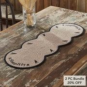 Raven Harvest Simplify Stencil Farmhouse Woven Cotton Blend Kitchen Table Runner 12x36 Inch (2 Piece Bundle)