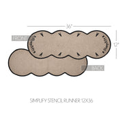 Raven Harvest Simplify Stencil Farmhouse Woven Cotton Blend Kitchen Table Runner 12x36 Inch (2 Piece Bundle)