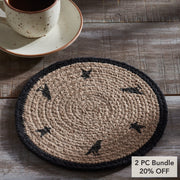 Cast Iron Raven Harvest Stencil Trivet 8Inch Round Heat Resistant Kitchen Countertop & Table Protector Rustic Farmhouse Home Decor (2 Piece Bundle)