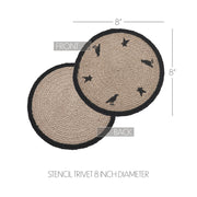 Cast Iron Raven Harvest Stencil Trivet 8Inch Round Heat Resistant Kitchen Countertop & Table Protector Rustic Farmhouse Home Decor (2 Piece Bundle)