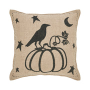 Raven Harvest Farmhouse Decorative Throw Pillow Burlap Jute, 12x12 Inch, Autumn Rustic Accent (2 Piece Bundle)