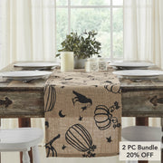 Raven Harvest Rustic Farmhouse Burlap Jute Table Runner 12x60 Inch Autumn Dining & Kitchen Decor (2 Piece Bundle)