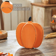 Rustic Orange Wooden Pumpkin Fall Harvest Tabletop Decor Accent 9x8x2 Inch (2 Piece Bundle)