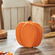 Rustic Orange Wooden Pumpkin Fall Harvest Tabletop Decor Accent 9x8x2 Inch (2 Piece Bundle)