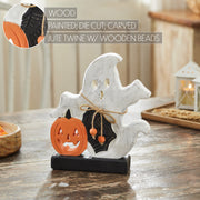 Halloween Spooky Jack O Lantern Wooden Ghost Tabletop Fall Decor (2 Piece Bundle)
