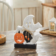Halloween Spooky Jack O Lantern Wooden Ghost Tabletop Fall Decor (2 Piece Bundle)