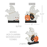 Halloween Spooky Jack O Lantern Wooden Ghost Tabletop Fall Decor (2 Piece Bundle)