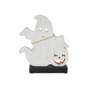 Halloween Spooky Jack O Lantern Wooden Ghost Tabletop Fall Decor (2 Piece Bundle)