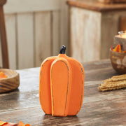 Rustic Wooden Fall Harvest Pumpkin Decor 8Inch Tall Orange Tabletop Figurine (2 Piece Bundle)