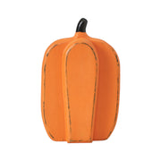 Rustic Wooden Fall Harvest Pumpkin Decor 8Inch Tall Orange Tabletop Figurine (2 Piece Bundle)