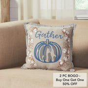 Ashmont Gathered Farmhouse Textured Accent Pillow 12x12 Inch (2 Piece Buy One, Get One Free Bundle)