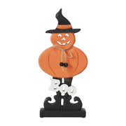 Boo Wooden Jack O Lantern Halloween Fall Seasonal Decor Rustic Carved Wood Tabletop Accent 15.5 H x 7.25 W x 2 D (2 Piece Buy One, Get One Free Bundle)