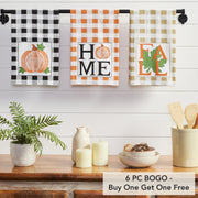 Annie Check Harvest Plaid 100% Cotton Farmhouse Kitchen & Dish Towel Set, Set of 3 (6 Piece Buy One, Get One Free Bundle)