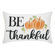 Annie Farmhouse Fall Decor Throw Pillow, Black Check Pumpkin Be Thankful Accent Pillow 14x22 (2 Piece Buy One, Get One Free Bundle)