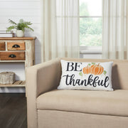Annie Farmhouse Fall Decor Throw Pillow, Black Check Pumpkin Be Thankful Accent Pillow 14x22 (2 Piece Buy One, Get One Free Bundle)