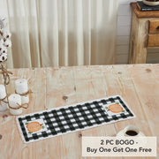 Annie Black Check Pumpkin Fall Harvest Farmhouse Table Runner 8x24 Inch Buffalo Plaid (2 Piece Buy One, Get One Free Bundle)