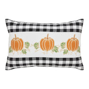 Annie Black Check Farmhouse Fall Harvest Pumpkin Patch Lumbar Throw Pillow 14x22 (2 Piece Buy One, Get One Free Bundle)