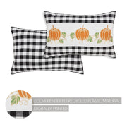 Annie Black Check Farmhouse Fall Harvest Pumpkin Patch Lumbar Throw Pillow 14x22 (2 Piece Buy One, Get One Free Bundle)