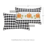 Annie Black Check Farmhouse Fall Harvest Pumpkin Patch Lumbar Throw Pillow 14x22 (2 Piece Buy One, Get One Free Bundle)